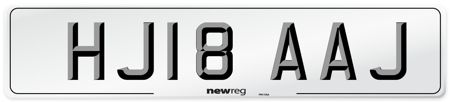HJ18 AAJ Number Plate from New Reg